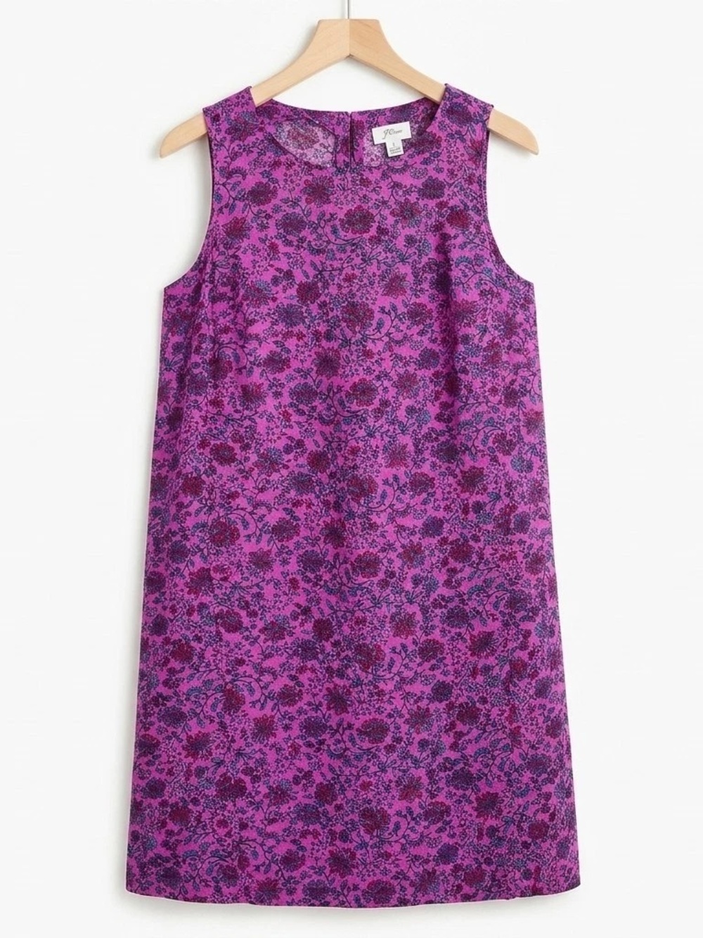 Linen J. Jill Purple Floral Sleeveless Shift Dress